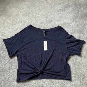 Francesca's Blue Crop Tie Front T-Shirt